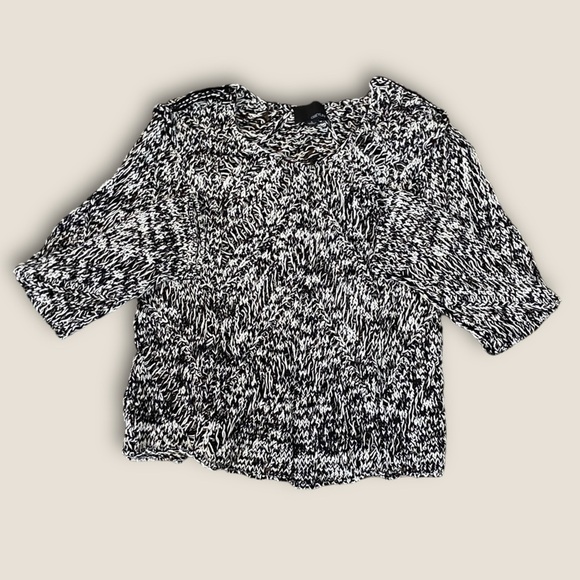 Greylin Open Knit Pullover Scoopneck Sweater Black White L - Picture 2 of 6